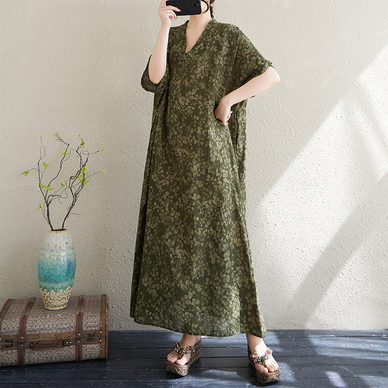 Linen Dress Wrap - Abito estivo da donna in cotone