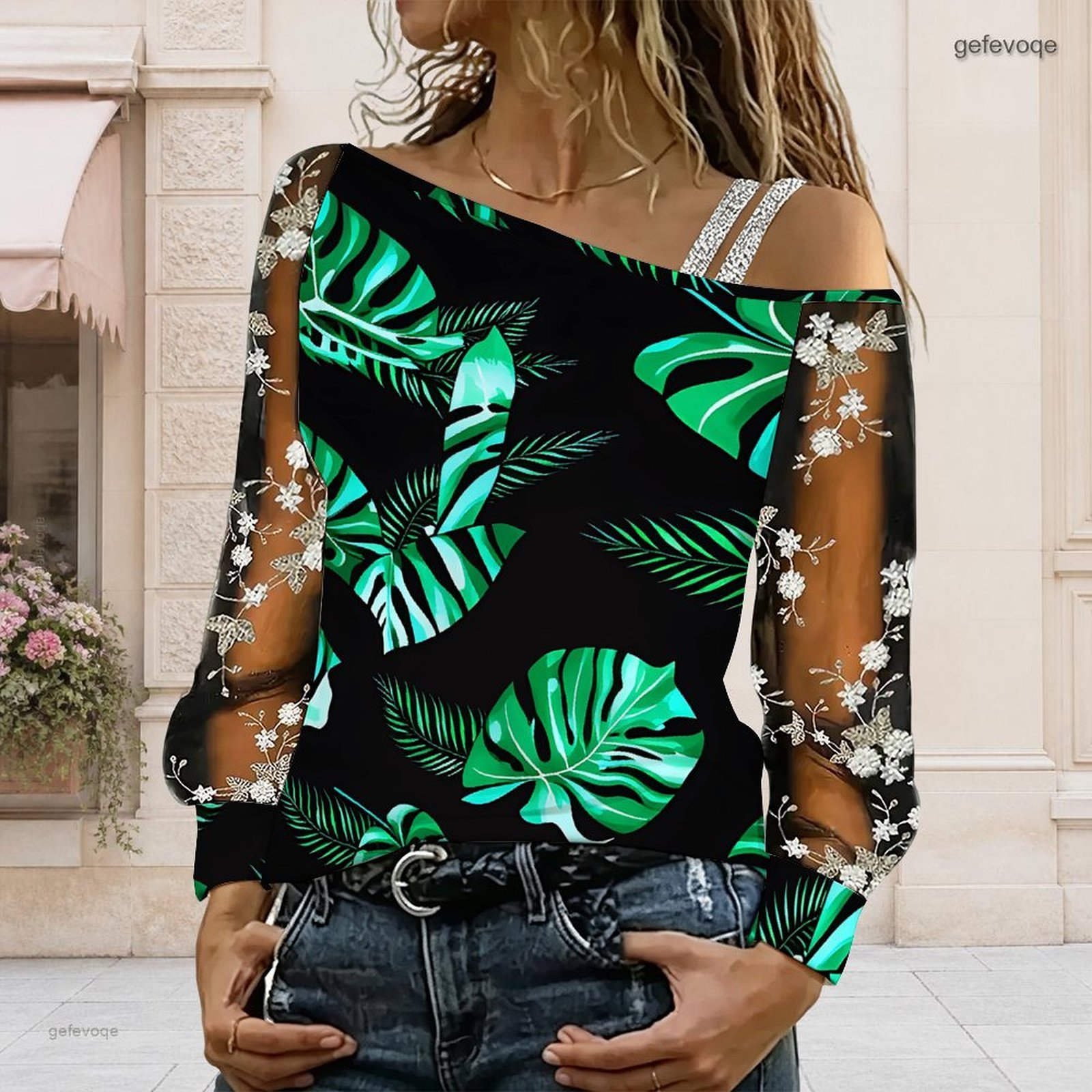 Blouse Off Shoulder - Camicetta da donna a spalla scoperta,