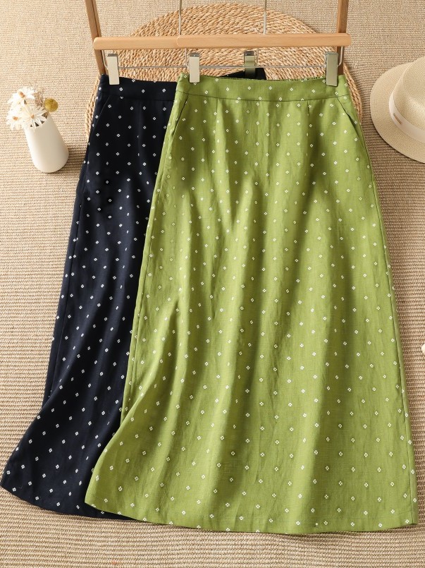 Midi Skirt Floral - Gonna a vita alta floreale sottile