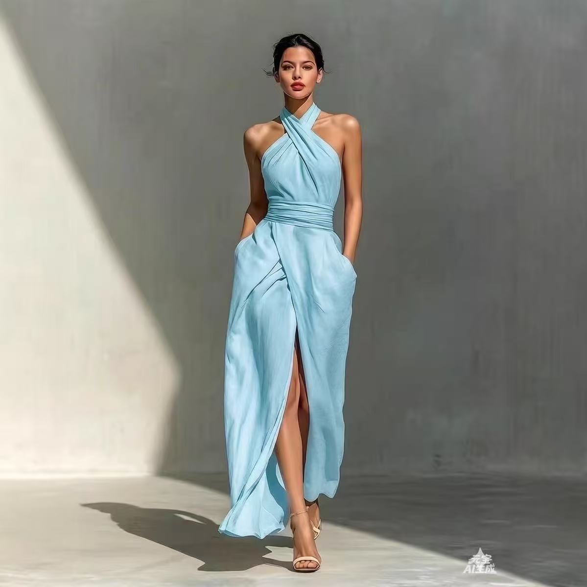 Maxi Dress Halter - Abito lungo boho chic con spacco
