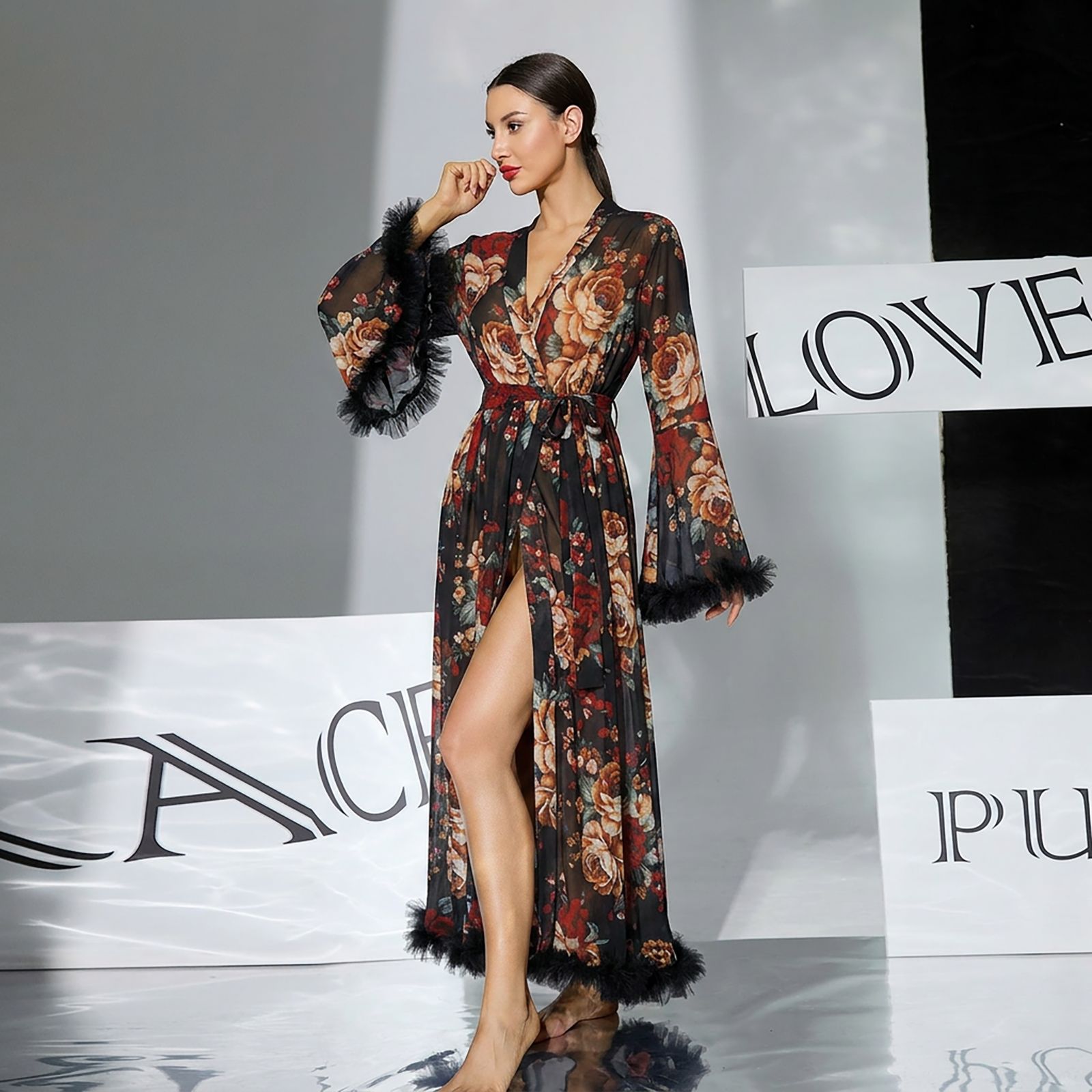 Vestaglia Estiva in Rete Trasp - Kimono Sheer Floral recensione e prezzo