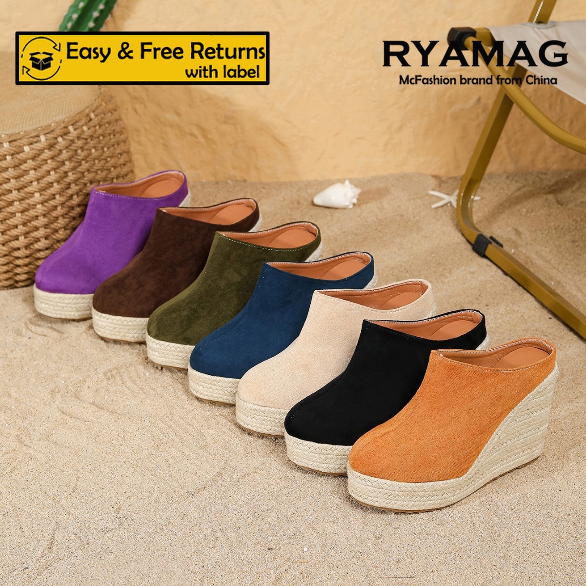 RYAMAG Comodi Mules con Zeppa  - Wedge Espadrille Women recensione e prezzo