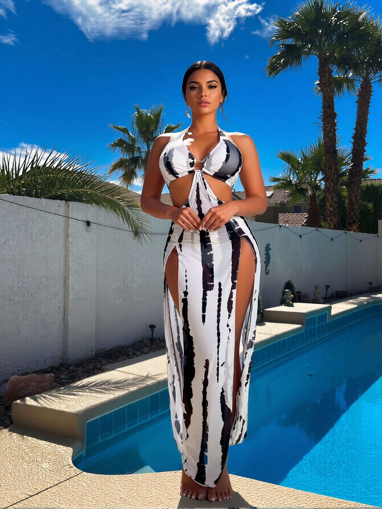 Nuovo Set Bikini Tie Dye Bianc - Maxi Dress Halter recensione e prezzo
